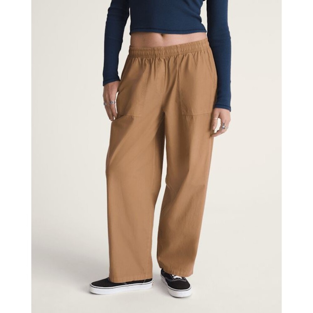 NEW Vans Barrel Pant Womens S Khaki Brown Pull On Drawstring Cotton NWT